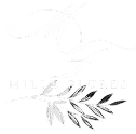 Mille Fleurs logo with script M and branch